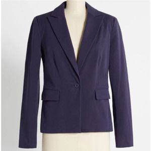 ModCloth Blazer Womens Size XL Navy Celestial Best Single Button Pockets Jacket